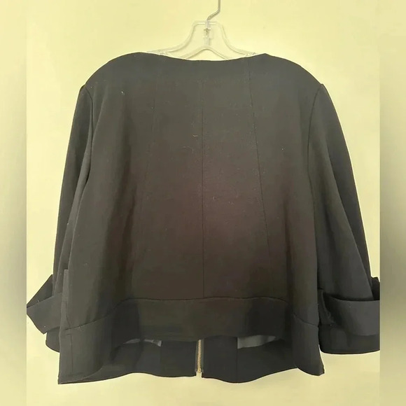 Sandro Sportswear Vintage Cropped Zip Up 3/4 Sleeve Black Jacket L 42 - Picture 3 of 8